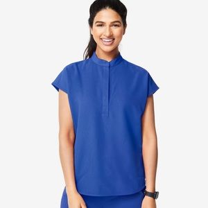 Figs winning blue rafaela mandarin collar top